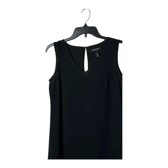 1857. WHITE HOUSE BLACK‎ MARKET ASYMMETRICAL DRESS/TUNIC SIZE 2 BLACK IN COLOR - Picture 4 of 10